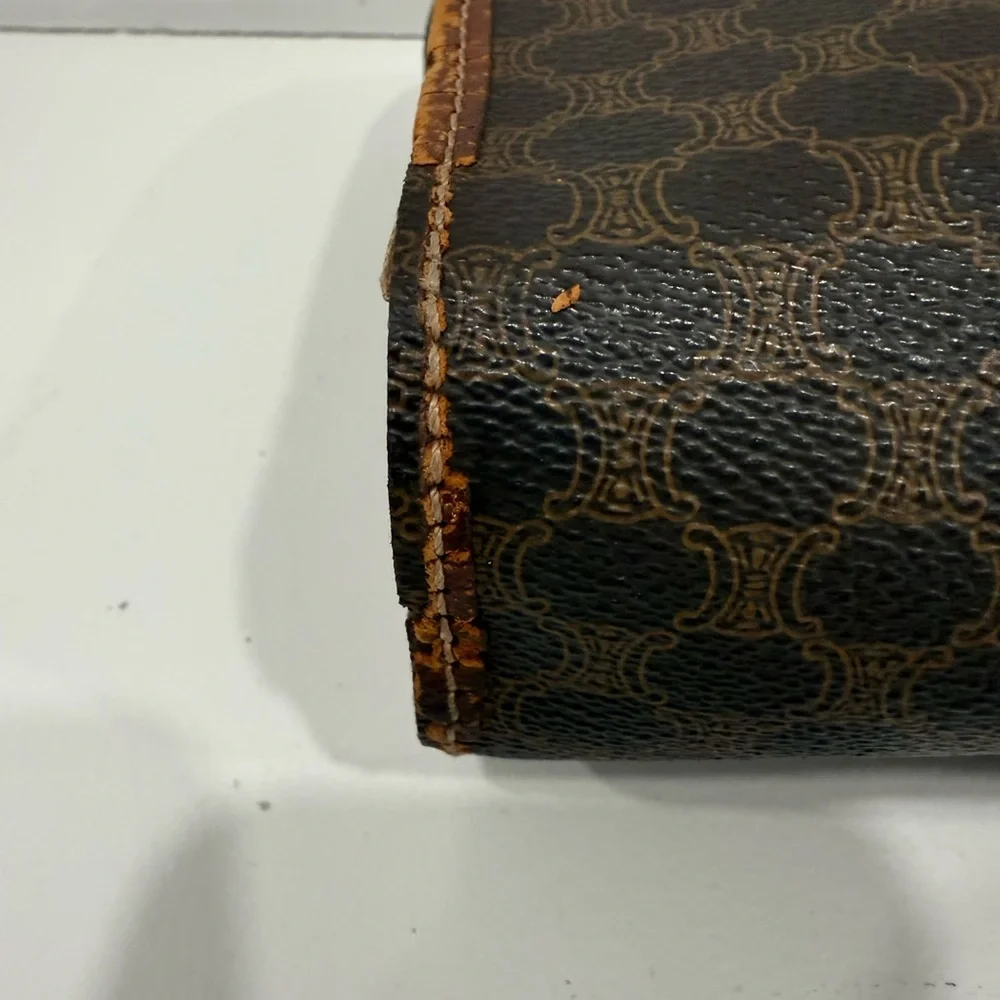 Celine Clutch Bag Purse Macadam PVC Brown Authentic - Picture 10 of 12